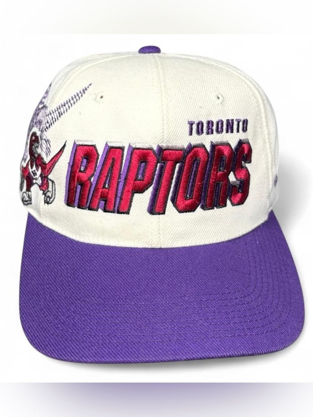 Vintage 90s Toronto Raptors Sports Specialties Shadow Laser NBA Snapback Hat Cap